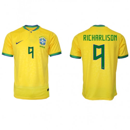 Moški Nogometni dresi Brazilija Richarlison #9 Domači SP 2022 Kratek Rokav